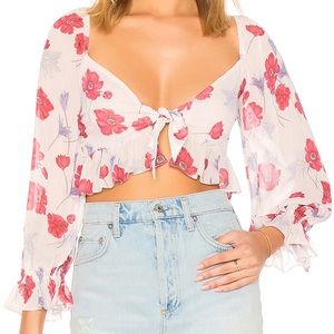 Endless Rose darling poppy front tie crop top